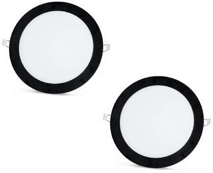 2 ks - SLIM LED panel černý rám studená bílá /6500K 18W / 1620Lm kruhový vestavný kulatý (napájecí zdroj součástí sestavy) 6500K YL10-1800-S