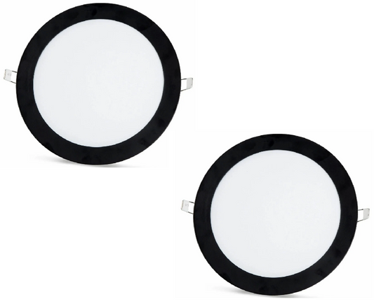 2 ks - SLIM LED panel černý rám studená bílá /6500K 18W / 1620Lm kruhový vestavný kulatý (napájecí zdroj součástí sestavy) 6500K YL10-1800-S