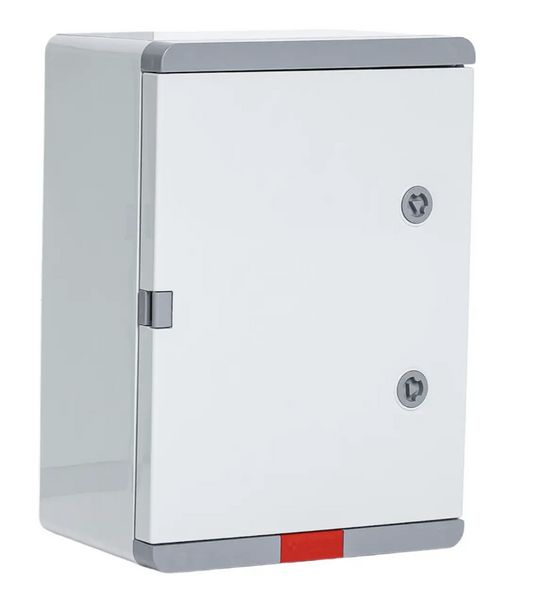 Plastový box IP 67, s šedými dveřmi, 350x250x150 mm