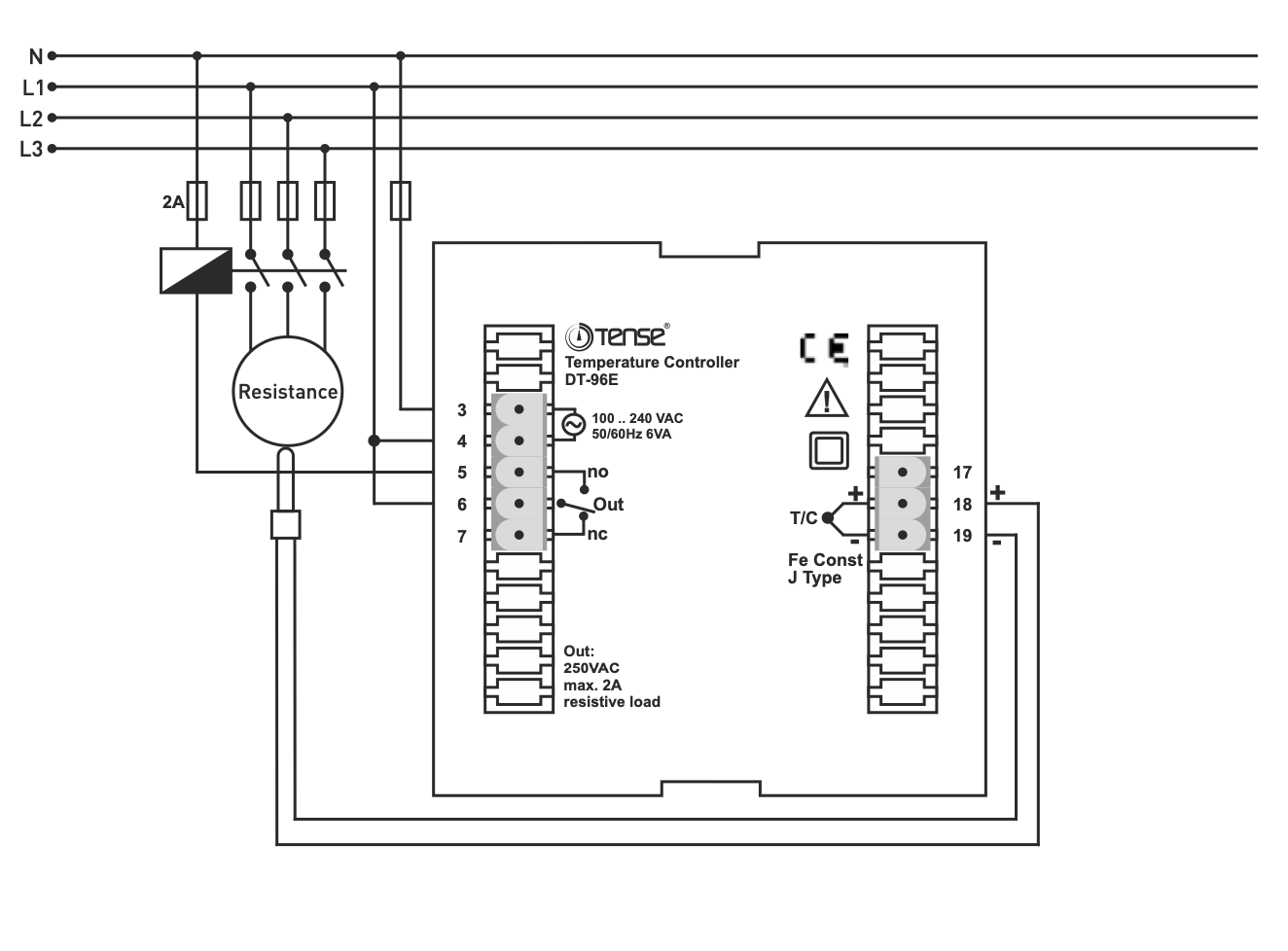 Vysoká přesnost regulátor teploty pro montáž do panelu ON - OFF až 600ºC