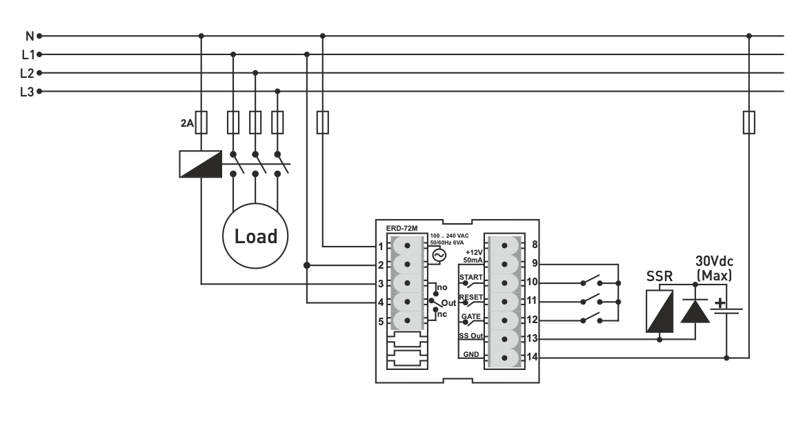 Multifunkční časové relé 2x4 LED displej  pro montáž na panel/dveře
