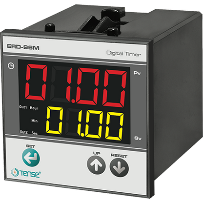 Multifunkční časové relé 2x4 LED displej  pro montáž na panel/dveře