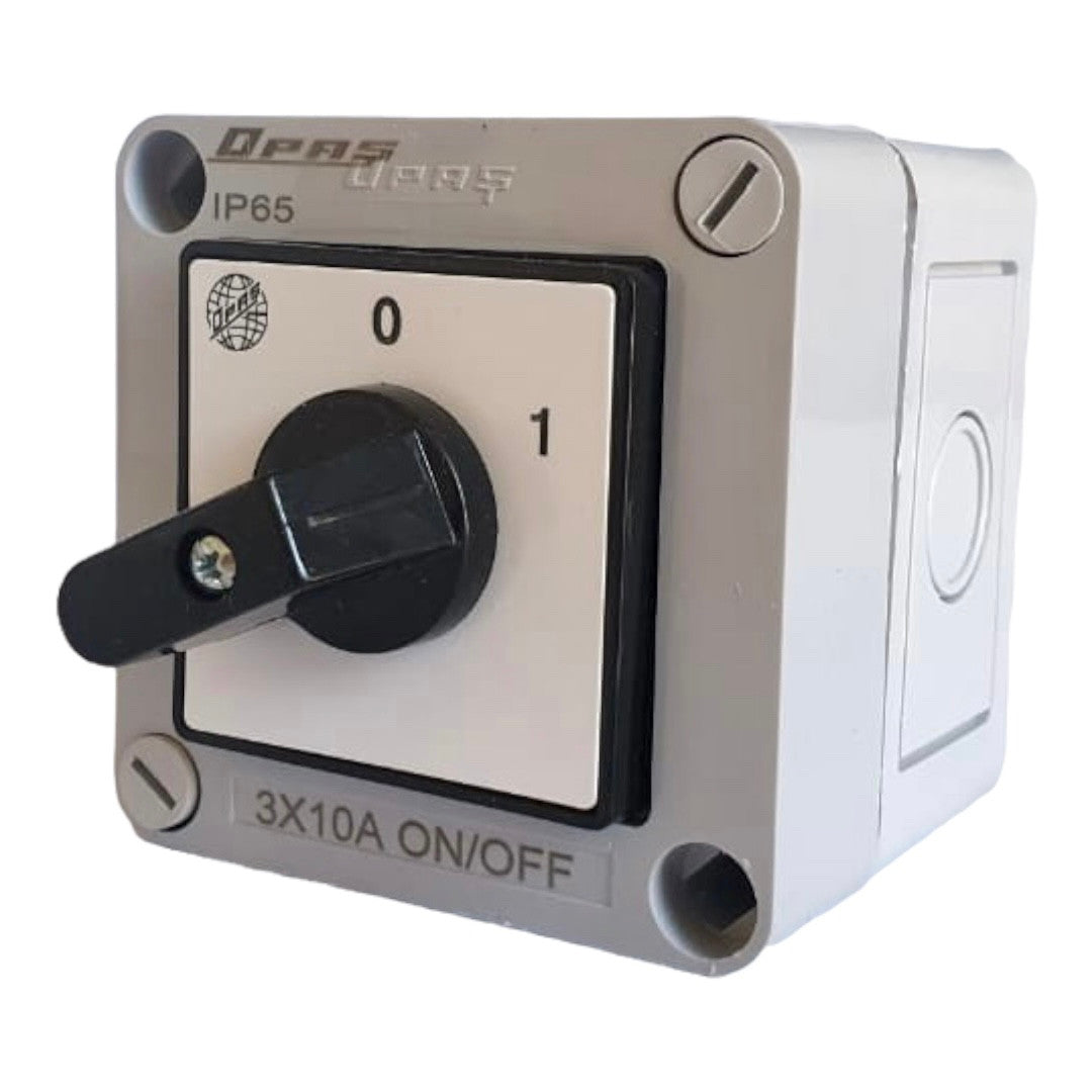ZAP-VYP vypínač v plast. skříňce IP65 třípólový 0-1, ON-OFF