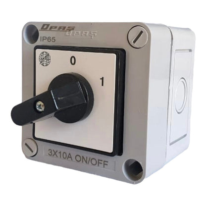ZAP-VYP vypínač v plast. skříňce IP65 třípólový 0-1, ON-OFF