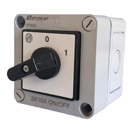 ZAP-VYP vypínač v plast. skříňce IP65 třípólový 0-1, ON-OFF