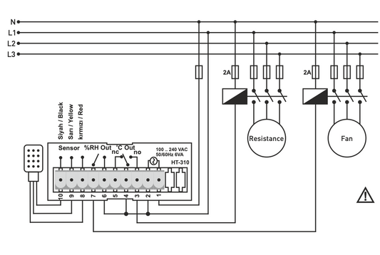 Digitální relé regulace teploty a vlhkosti pro montáž do panelu, ON - OFF