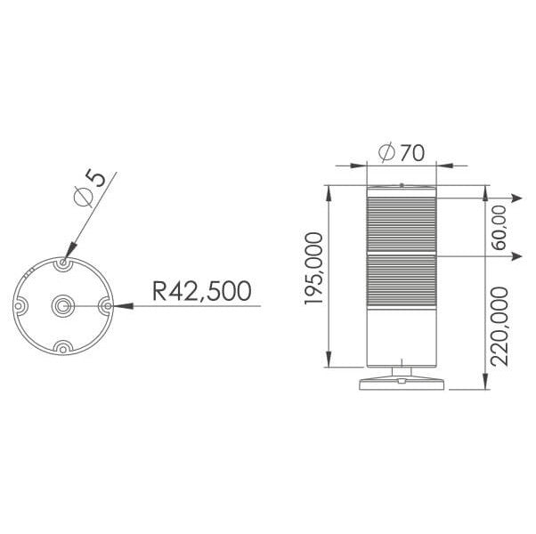 LED Sloupek dvě vrstvy bez/s bzučákem pro povrchovou montáž