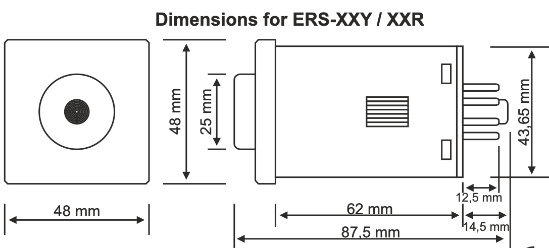 Zpožďovací časové relé 230 V/AC 8-pin, 48 x 48mm - 3 / 12 / 30 / 60 sec/min
