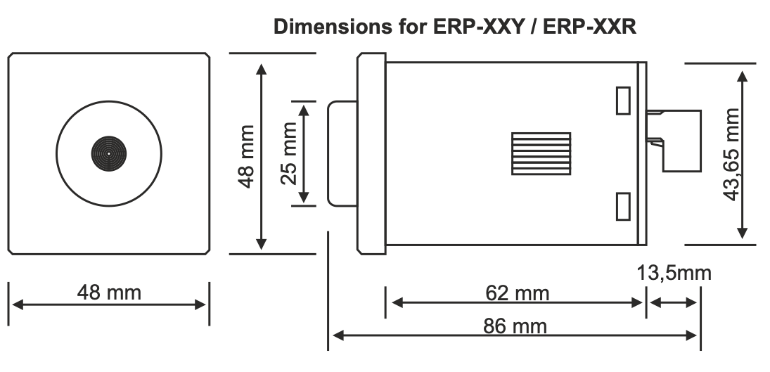 Zpožďovací  časové relé 230 V/AC (ON DELAY)48 x 48mm - 3 / 12 / 30 / 60 sec/min
