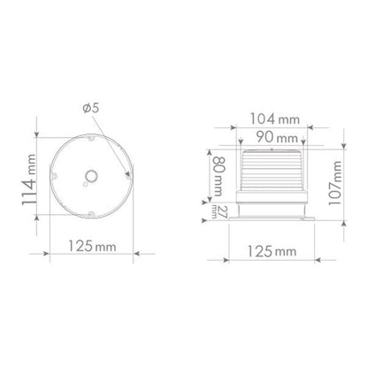 otočný maják s bzučákem, ø90mm, 85-250V AC/DC