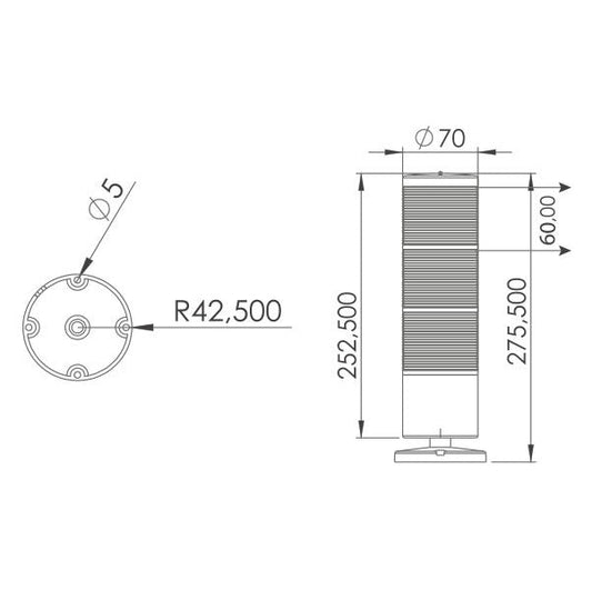 Tři vrstvy sloupek / LED maják s bzučákem povrchovou montáž 12-24-40-250V AC/DC
