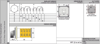 Krokový spínač 0-1-2-3-4 stupňový otočný přepínač , 1-2 póly, 10-160A