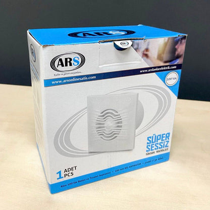 ARS- bÍlý nástěnný axiální koupelnový / WC ventilátor bílý s mřížkou tichý 100mm,  90 m3/h, 340041