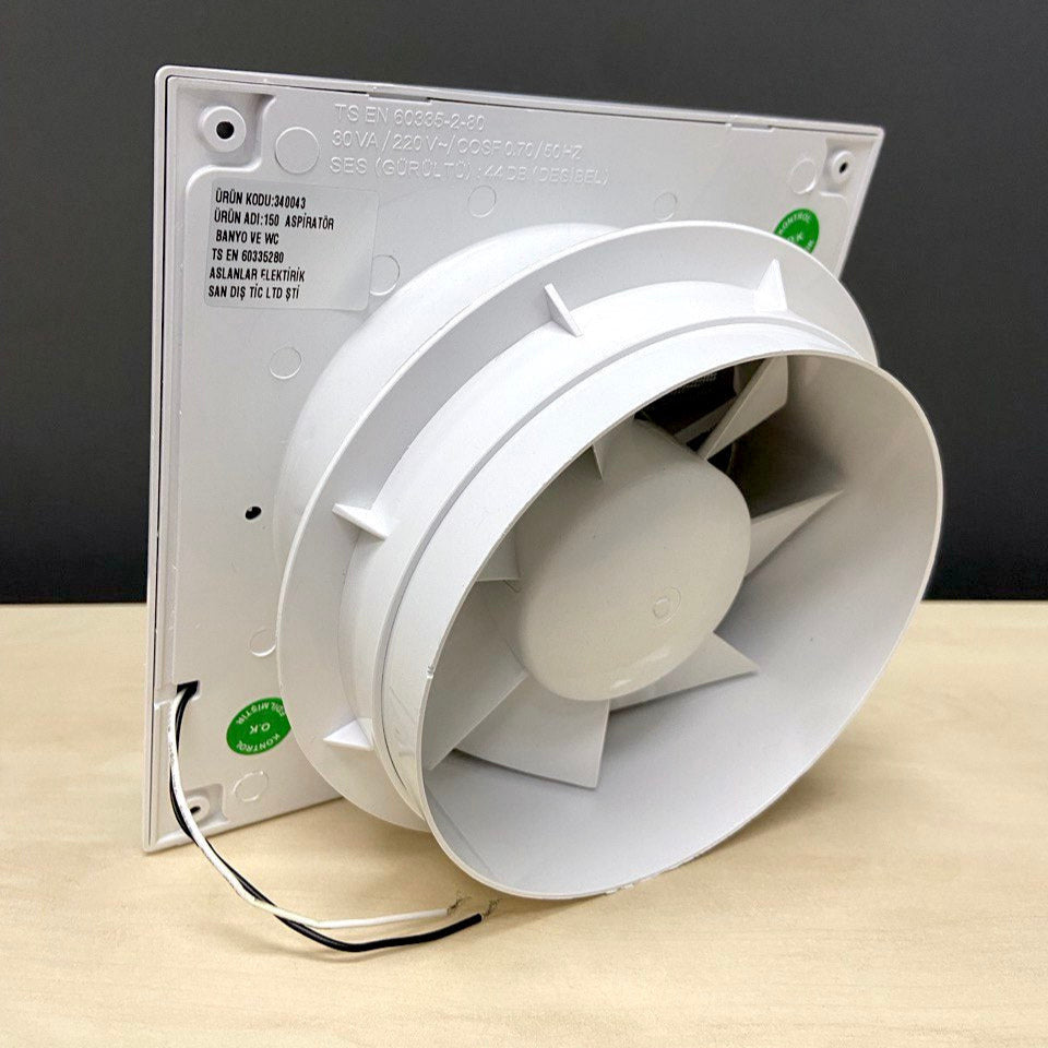 ARS- bÍlý nástěnný axiální koupelnový / WC ventilátor bílý s mřížkou tichý 100mm,  90 m3/h, 340041