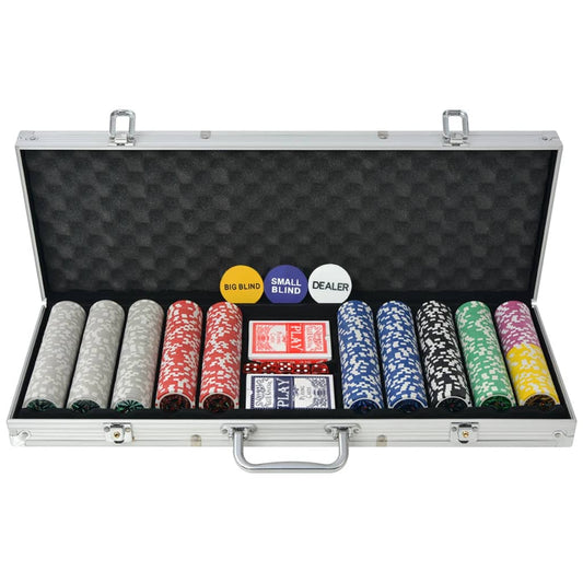 Poker set s 500 laserovými žetony z hliníku