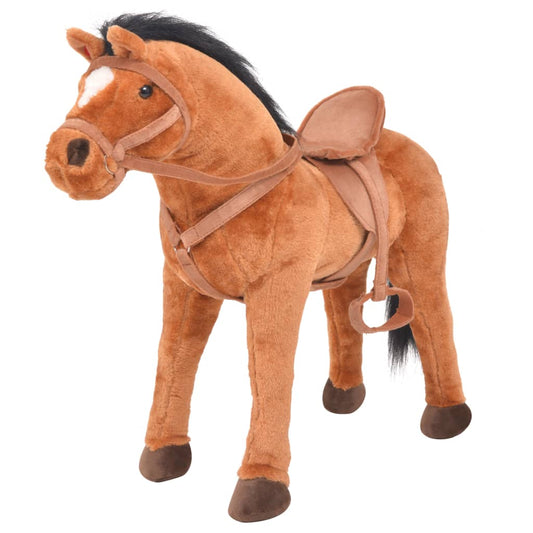 Stojící plyšová hračka kůň hnědý