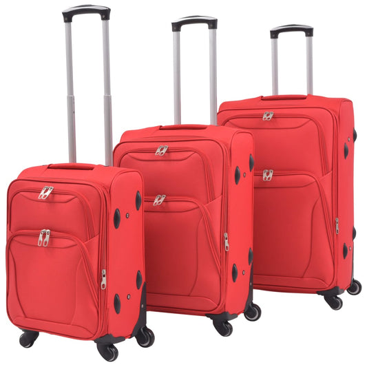 3dílná souprava měkkých kufrů na kolečkách, červená