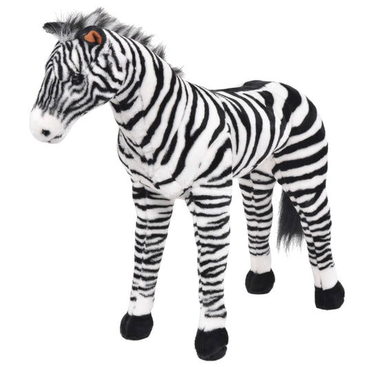 Stojící plyšová hračka zebra černá a bílá XXL