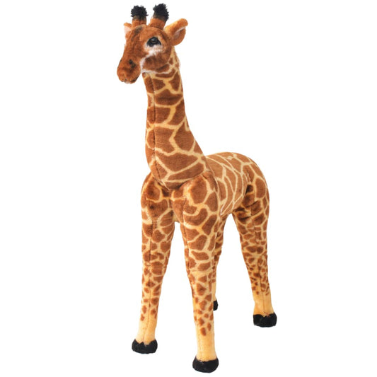 Stojící plyšová hračka žirafa hnědá a žlutá XXL