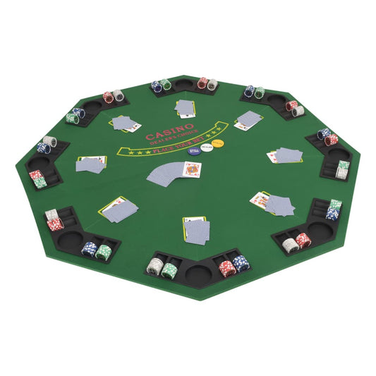 Skládací pokerová deska na stůl 2dílná osmiúhelníková zelená