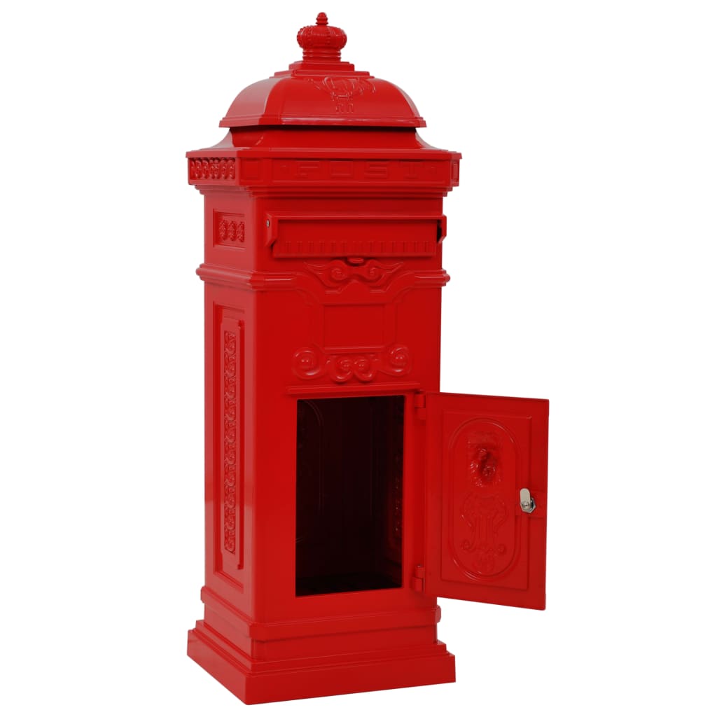 Sloupová poštovní schránka ve vintage stylu rezuvzdorná červená