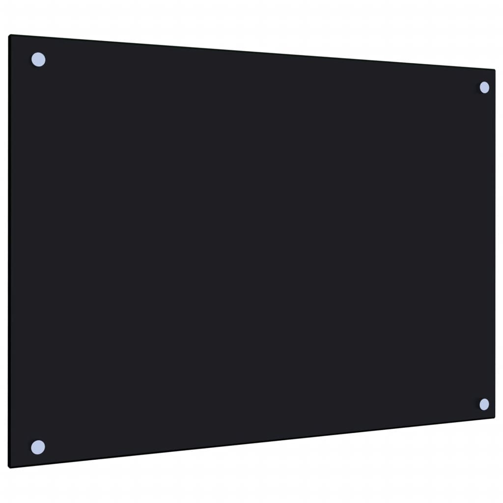 Kuchyňský panel černý 70 x 50 cm tvrzené sklo