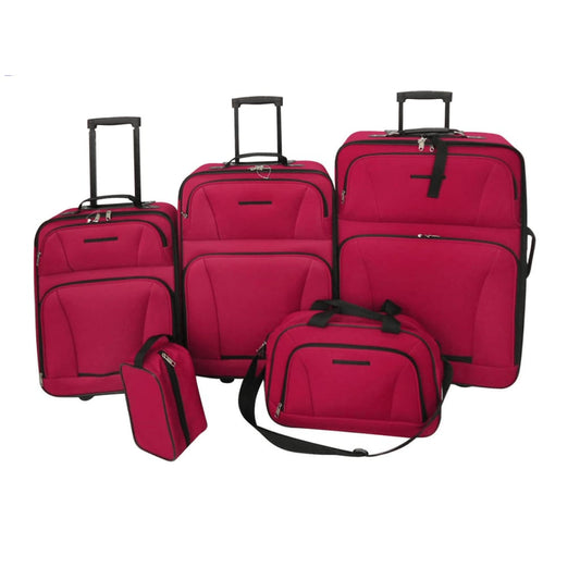 Pětidílný set cestovních kufrů červený