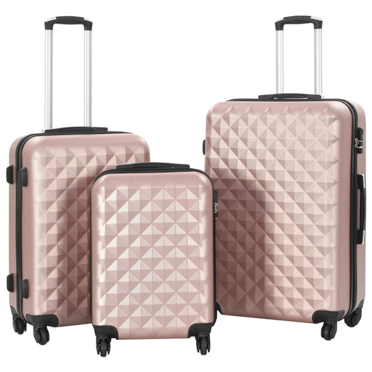 Sada skořepinových kufrů na kolečkách 3 ks růžová zlatá ABS