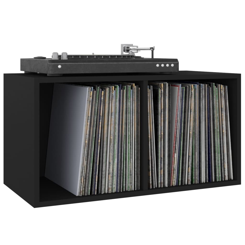 Úložný box na LP desky černý 71 x 34 x 36 cm kompozitní dřevo
