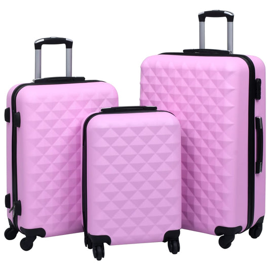 Sada skořepinových kufrů na kolečkách 3 ks růžová ABS