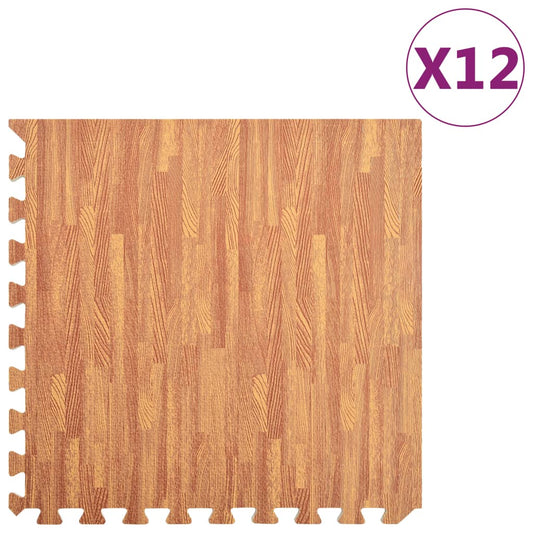 Podložky na zem 12 ks kresba dřeva 4,32 m² EVA pěna