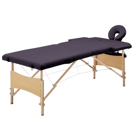 Skládací masážní stůl 2 zóny dřevěný fialový