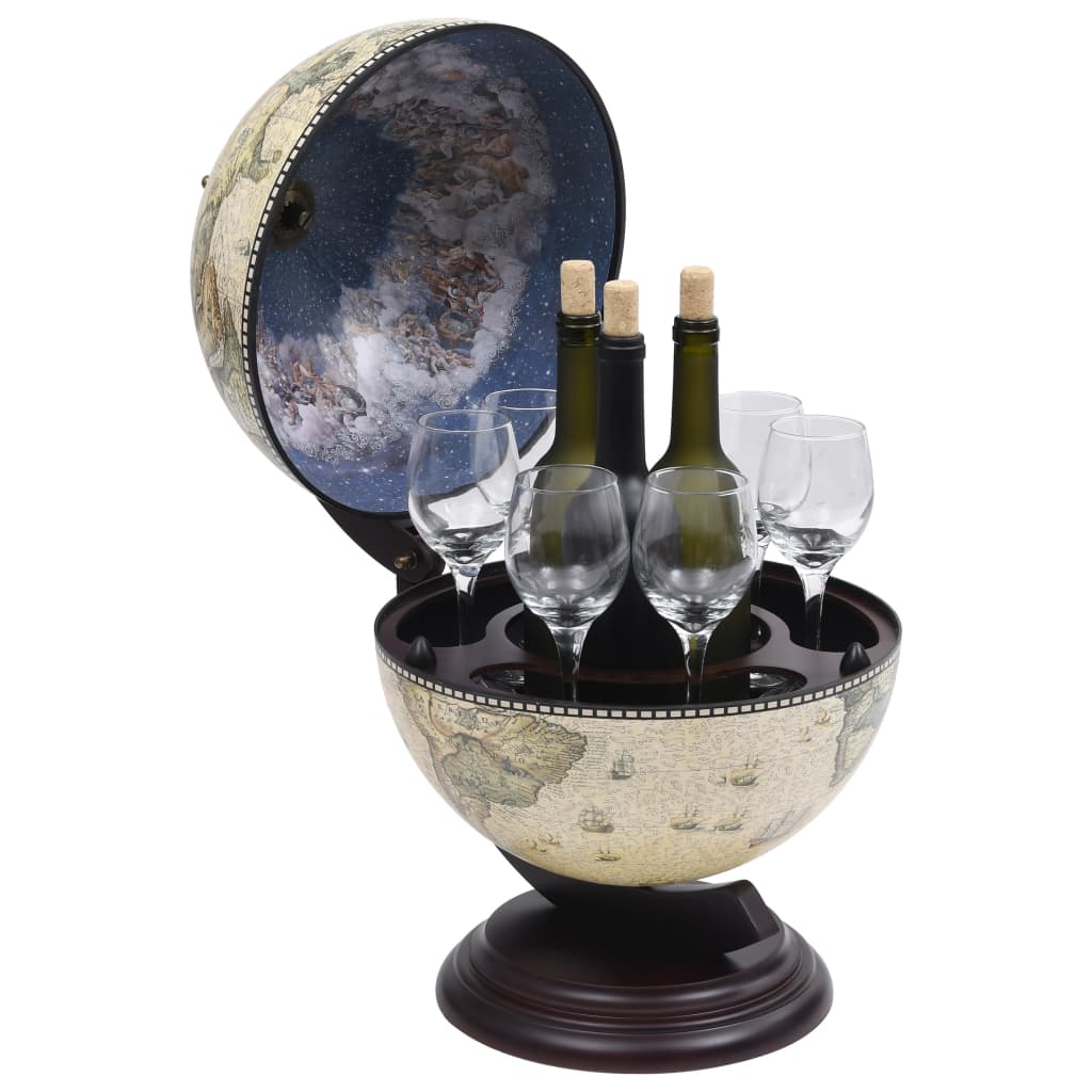 Stolní globus bar stojan na víno eukalyptové dřevo zelený