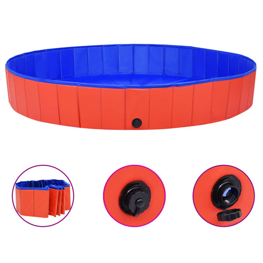 Skládací bazén pro psy červený 200 x 30 cm PVC