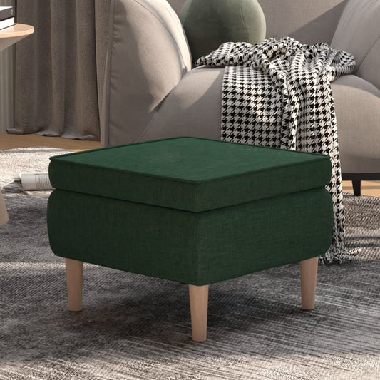 Stolička s dřevěnými nohami tmavě zelená textil