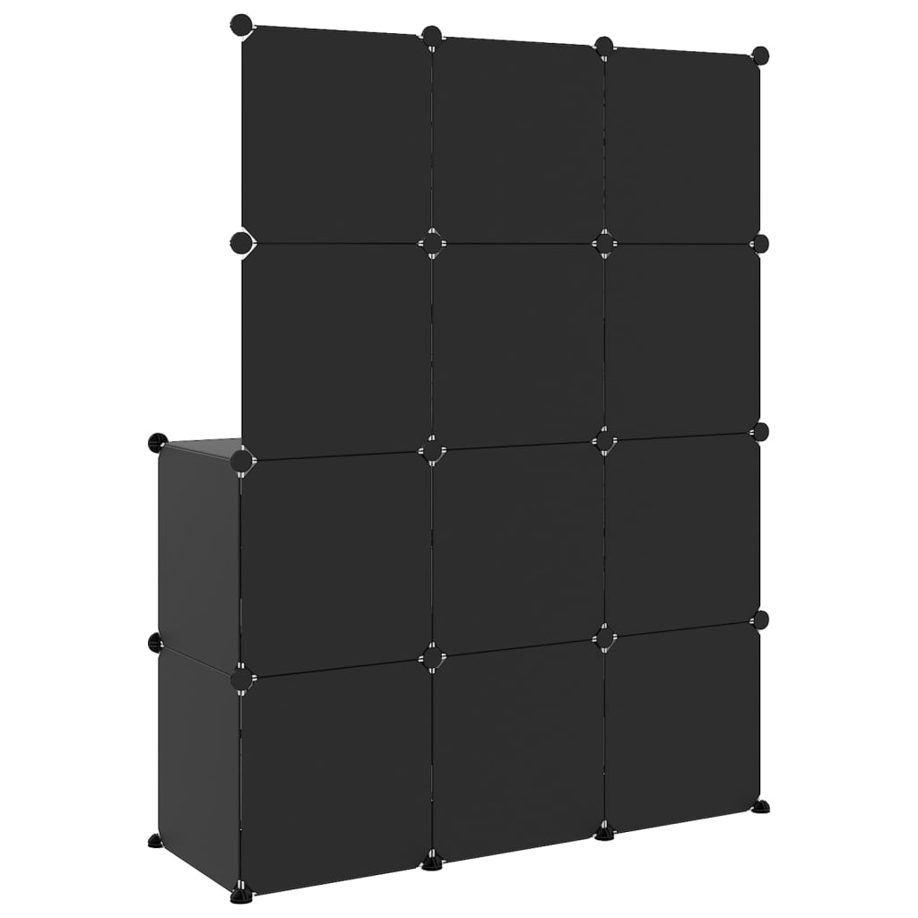 Dětská modulární skříň s 10 úložnými boxy černá PP