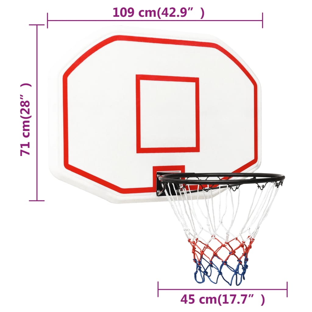 Basketbalový koš bílý 109 x 71 x 3 cm polyethylen