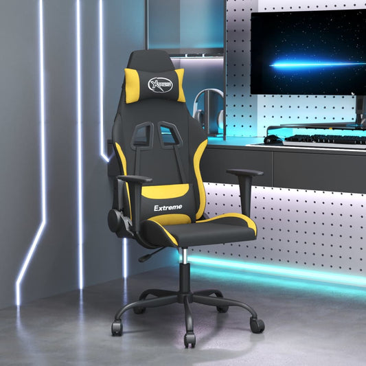 Masážní herní židle černá a žlutá textil