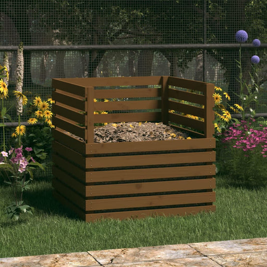 Kompostér medově hnědý 80 x 80 x 78 cm masivní borové dřevo