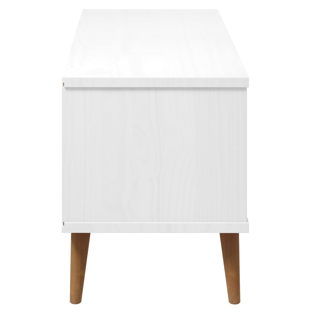 TV stolek MOLDE bílý 106 x 40 x 49 cm masivní borové dřevo