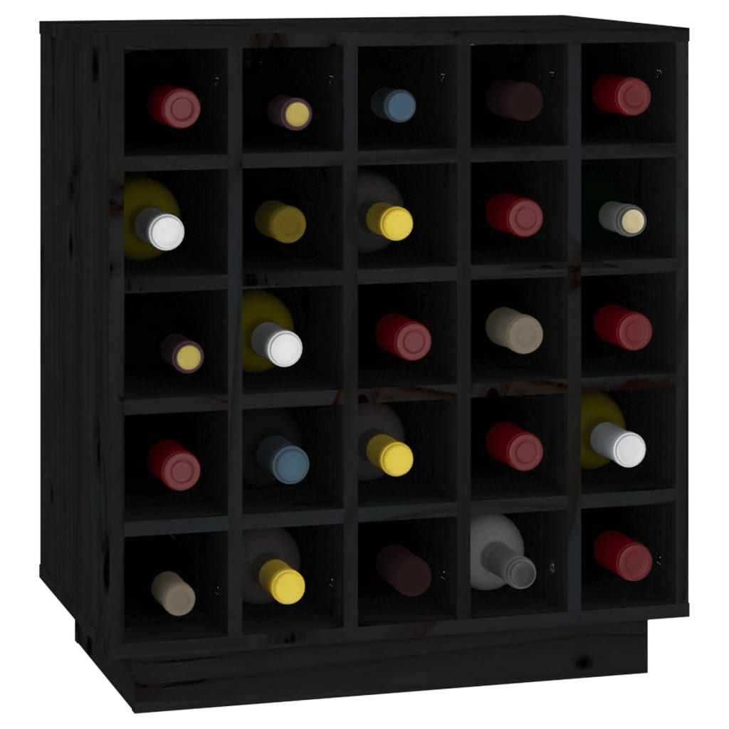 Skříňka na víno černá 55,5 x 34 x 61 cm masivní borovice