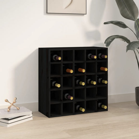 Skříňka na víno černá 56 x 25 x 56 cm masivní borovice