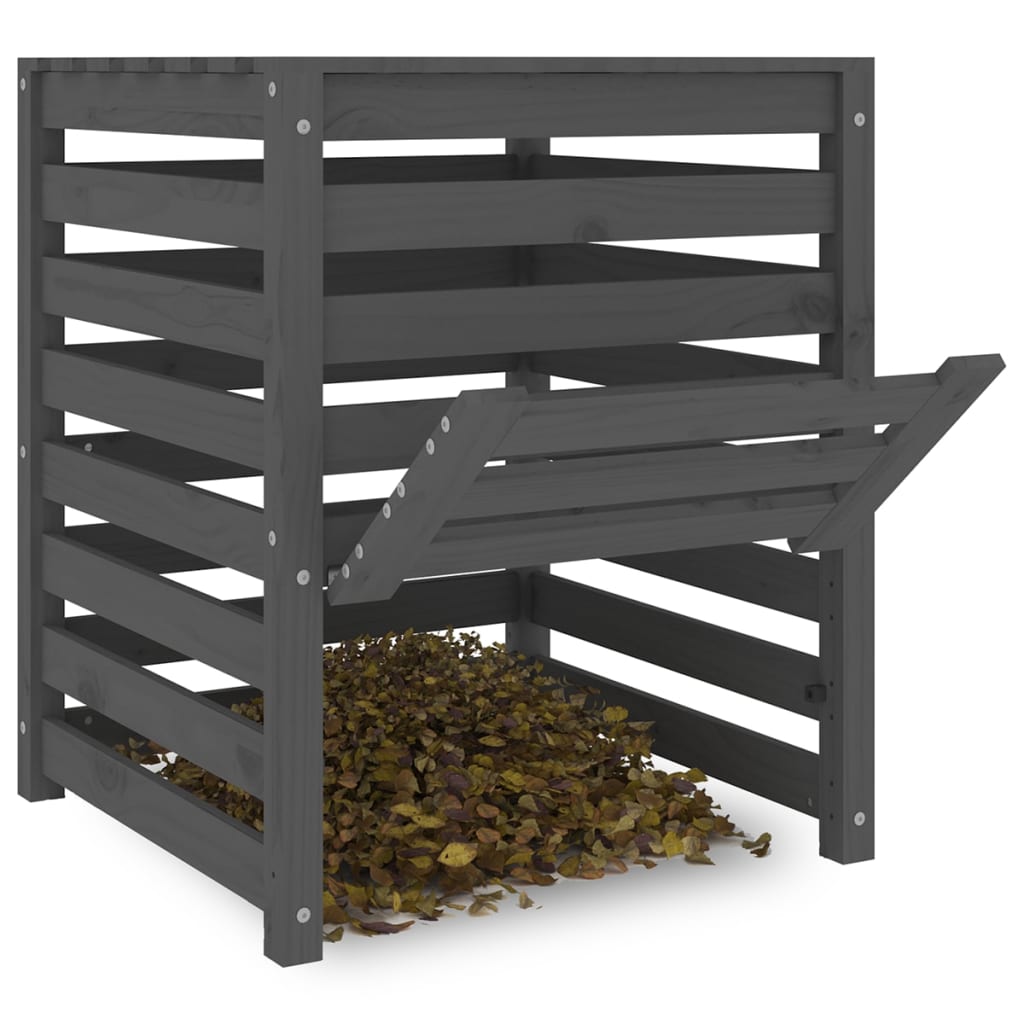 Kompostér šedý 63,5 x 63,5 x 77,5 cm masivní borové dřevo