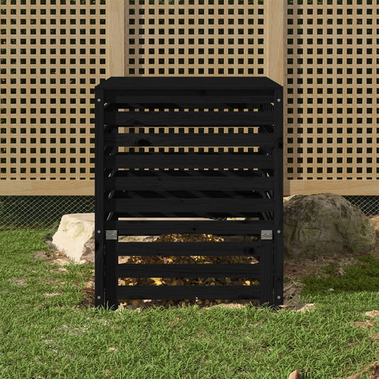 Kompostér černý 82,5 x 82,5 x 99,5 cm masivní borové dřevo
