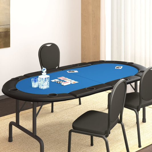 Skládací deska na poker pro 10 hráčů modrá 208 x 106 x 3 cm