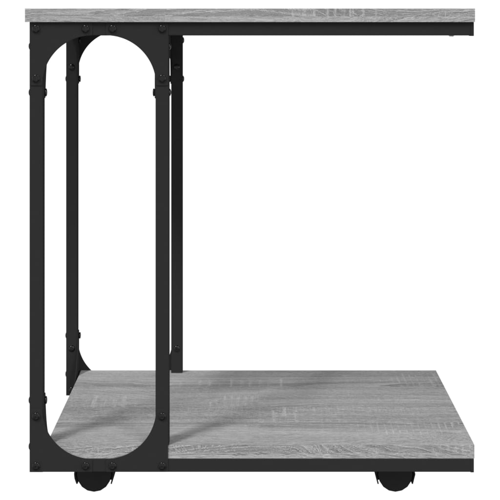 Odkládací stolek na kolečkách šedý sonoma 50x35x55,5cm kompozit