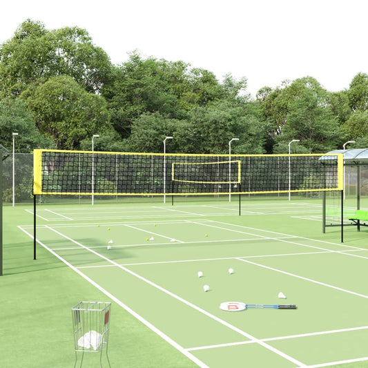 Badmintonová síť žlutá a černá 600 x 155 cm PE tkanina