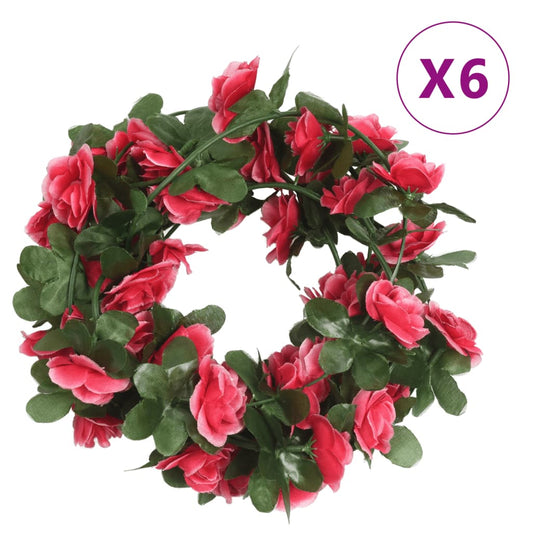 Umělé květinové girlandy 6 ks růžově červené 250 cm