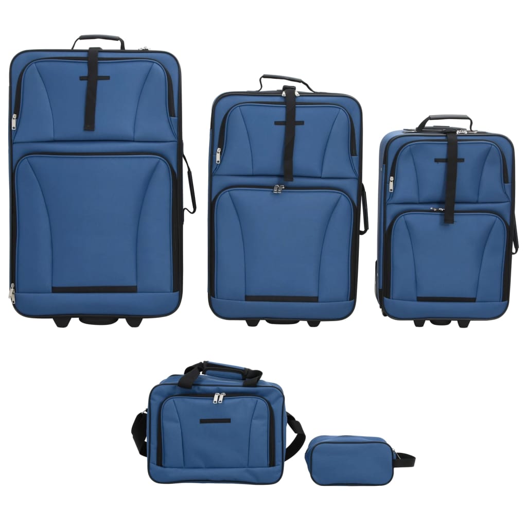 5dílný set cestovních zavazadel modrý textil